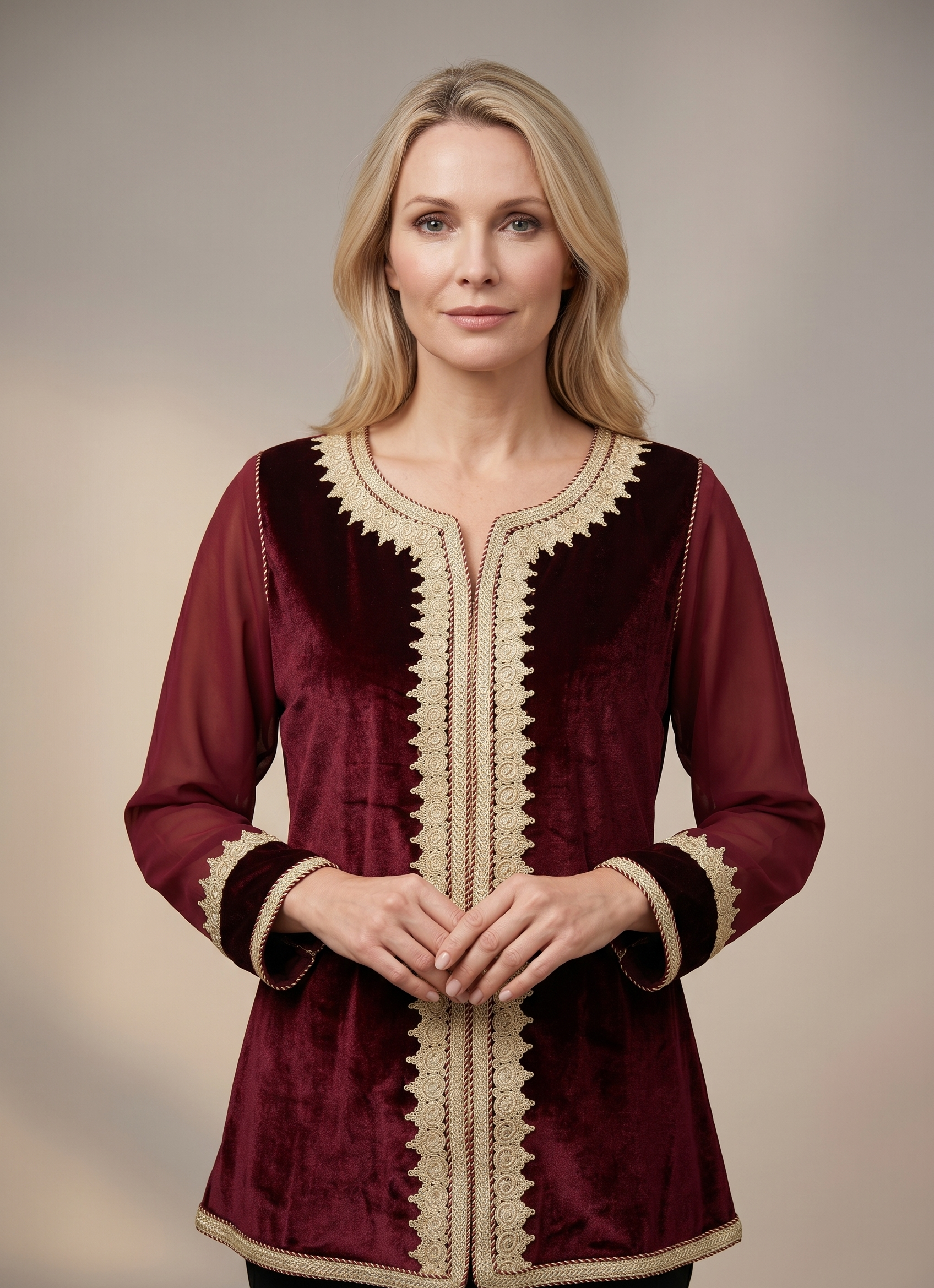 Veste en velours bordeaux Veste en velours bordeaux – Image 1